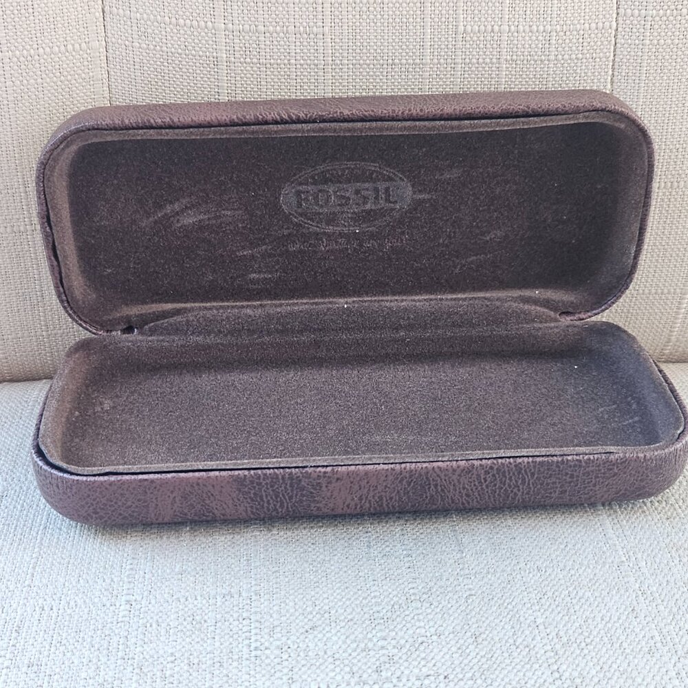Fossil Eyeglasses Frame Brown Hard Case for Glasses Case only - Picture 2 of 11